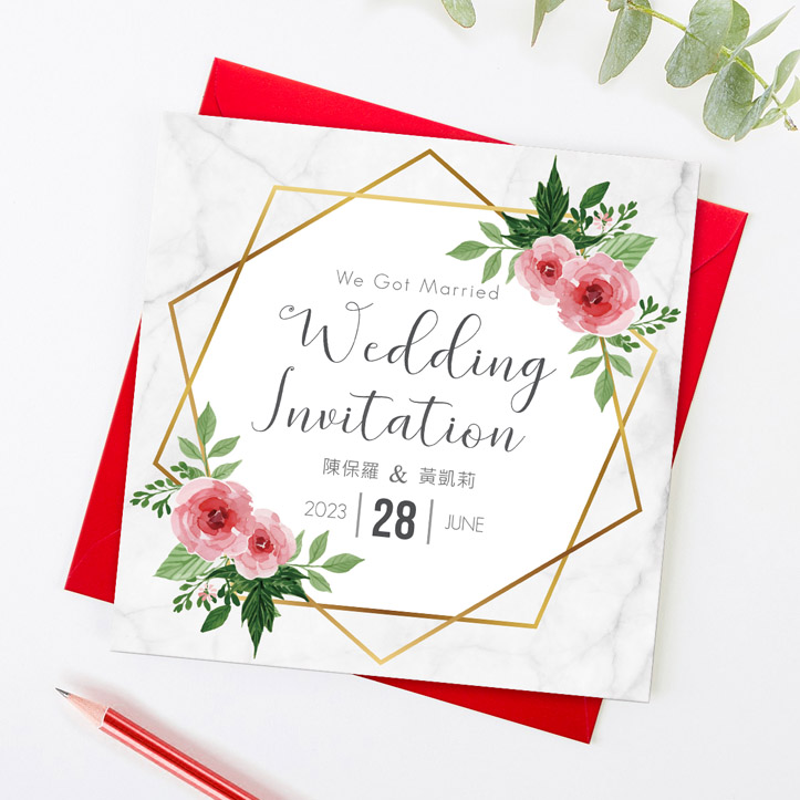 幾何花語｜明信片喜帖 P-135 喜帖和信封