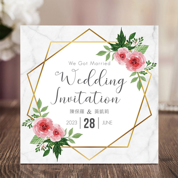 明信片喜帖 幾何花語 P-135 浪漫簡約
